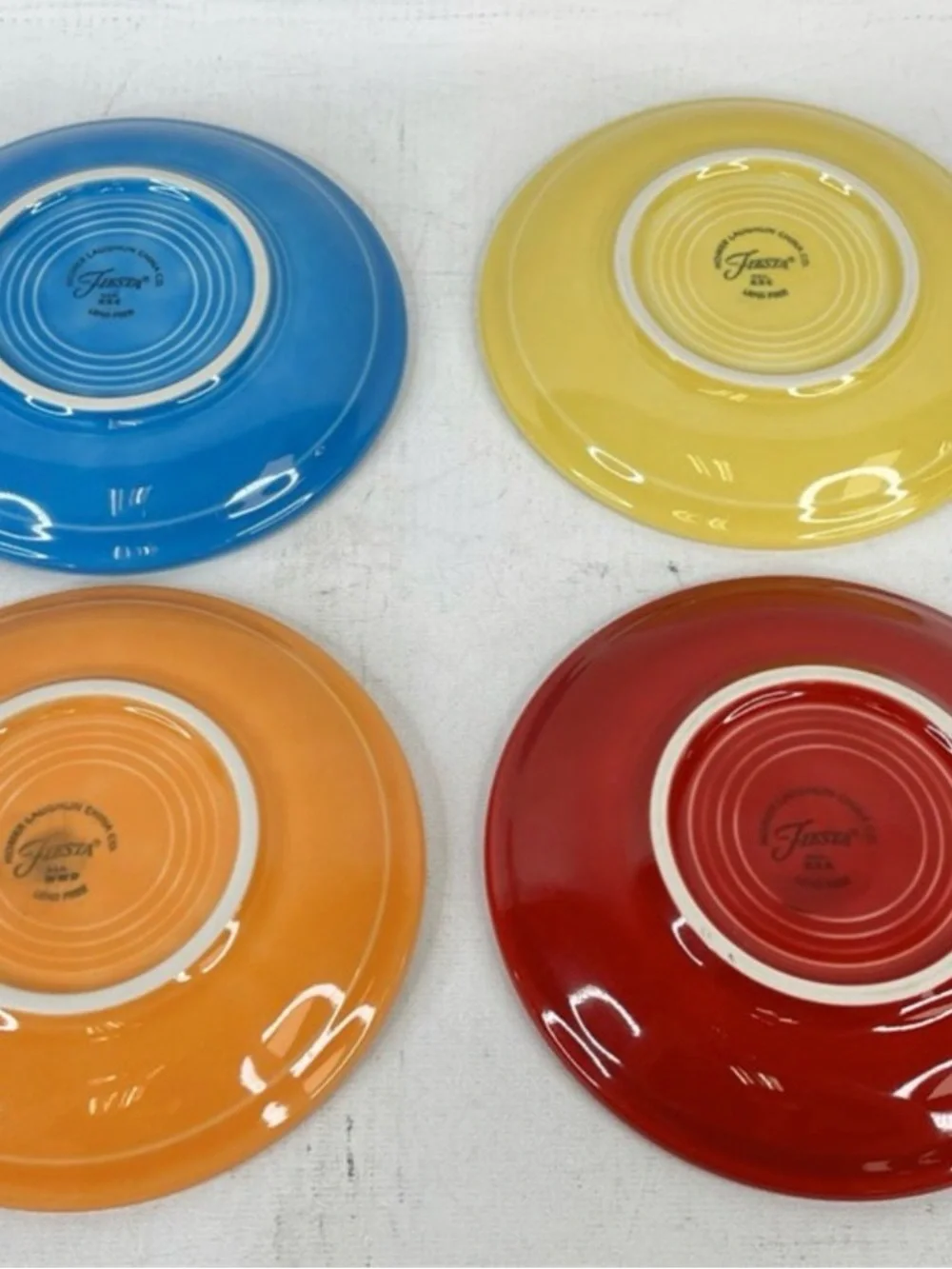 Homer Laughlin Fiesta Bright Ceramic Plates in Red, Orange, Yellow & Blue (8)
